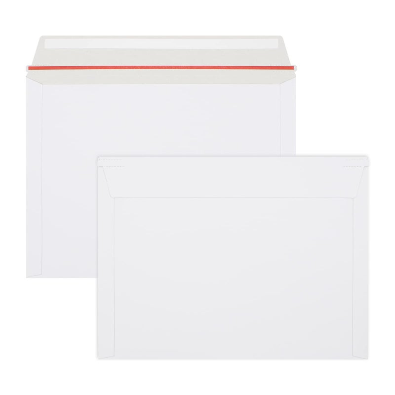 zmybcpack 50 Pack Rigid Mailers 9.5x12.5 inch, Self Seal Photo Document Mailers Stay Flat White Cardboard Shipping Envelopes Photography Mailers for Document, Photos, Papers, Files, CD - Image 1